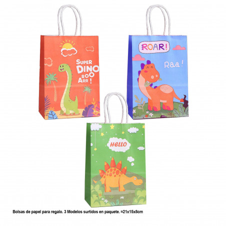 Estuche con material de dibujo con adhesivo personalizado de dinosaurio y bolsa estampada a juego