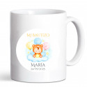 Taza personalizada con adhesivo para detalles de bautizo