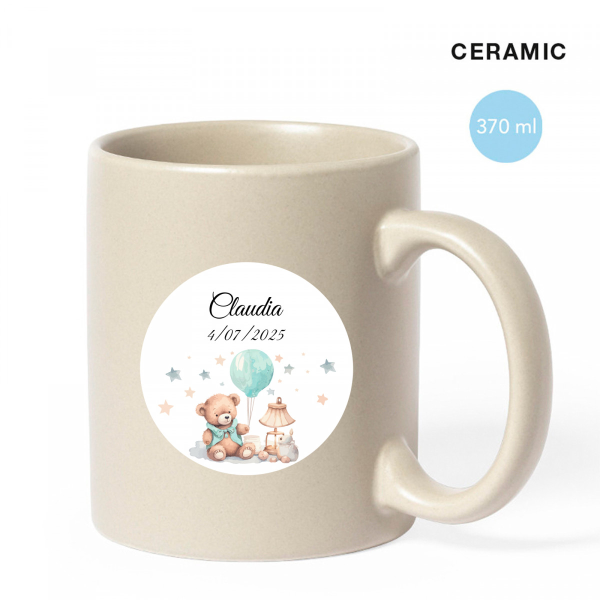 Taza de cerámica personalizada para detalles bautizo