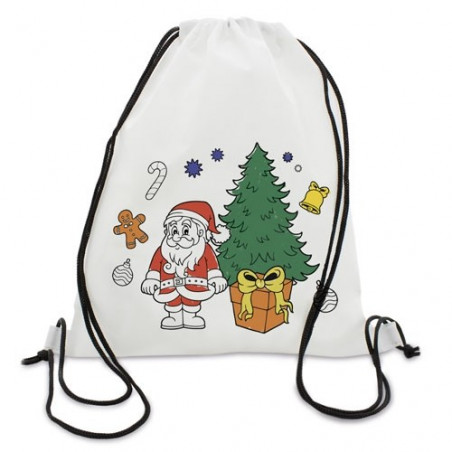 Mochila infantil para pintar con ceras incluidas y piruleta personalizada con adhesivo de Navidad