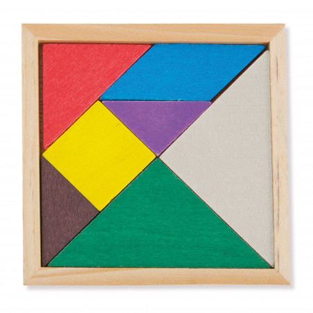 Tangram de madera con sobre de kraft verde para Navidad