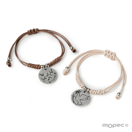 Pulsera con medalla decorativa en bolsa con adhesivo personalizable para detalles