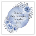 Adhesivos editables 5x5 adaptable para personalizar con fondo de luna azul y flores para eventos