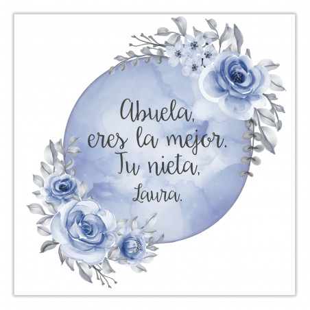 Adhesivos editables 5x5 adaptable para personalizar con fondo de luna azul y flores para eventos