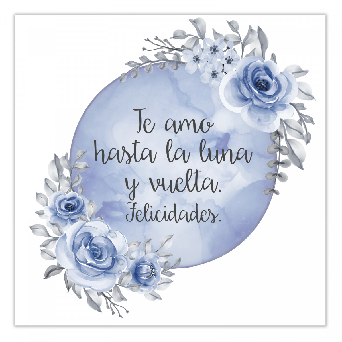 Adhesivos editables 5x5 adaptable para personalizar con fondo de luna azul y flores para eventos