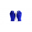 Guantes táctil azul en bolsa metalizada con adhesivo personalizable y editable a juego