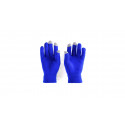 Guantes táctil azul en bolsa metalizada con adhesivo personalizable y editable a juego