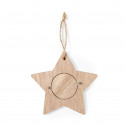 Adorno de Navidad con foto con forma de estrella de madera en sobre kraft con adhesivo navideño