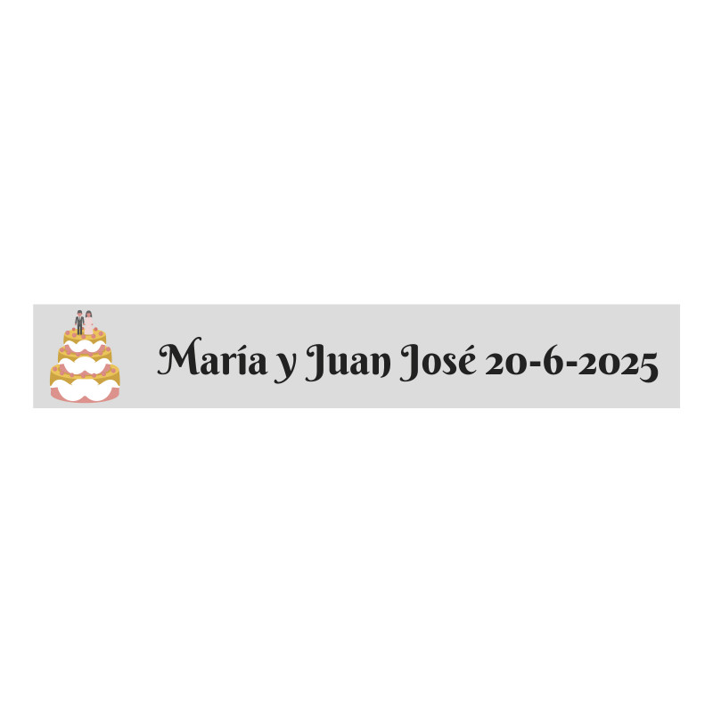 Adhesivo transparente personalizable 5x1 tarta nupcial para bodas