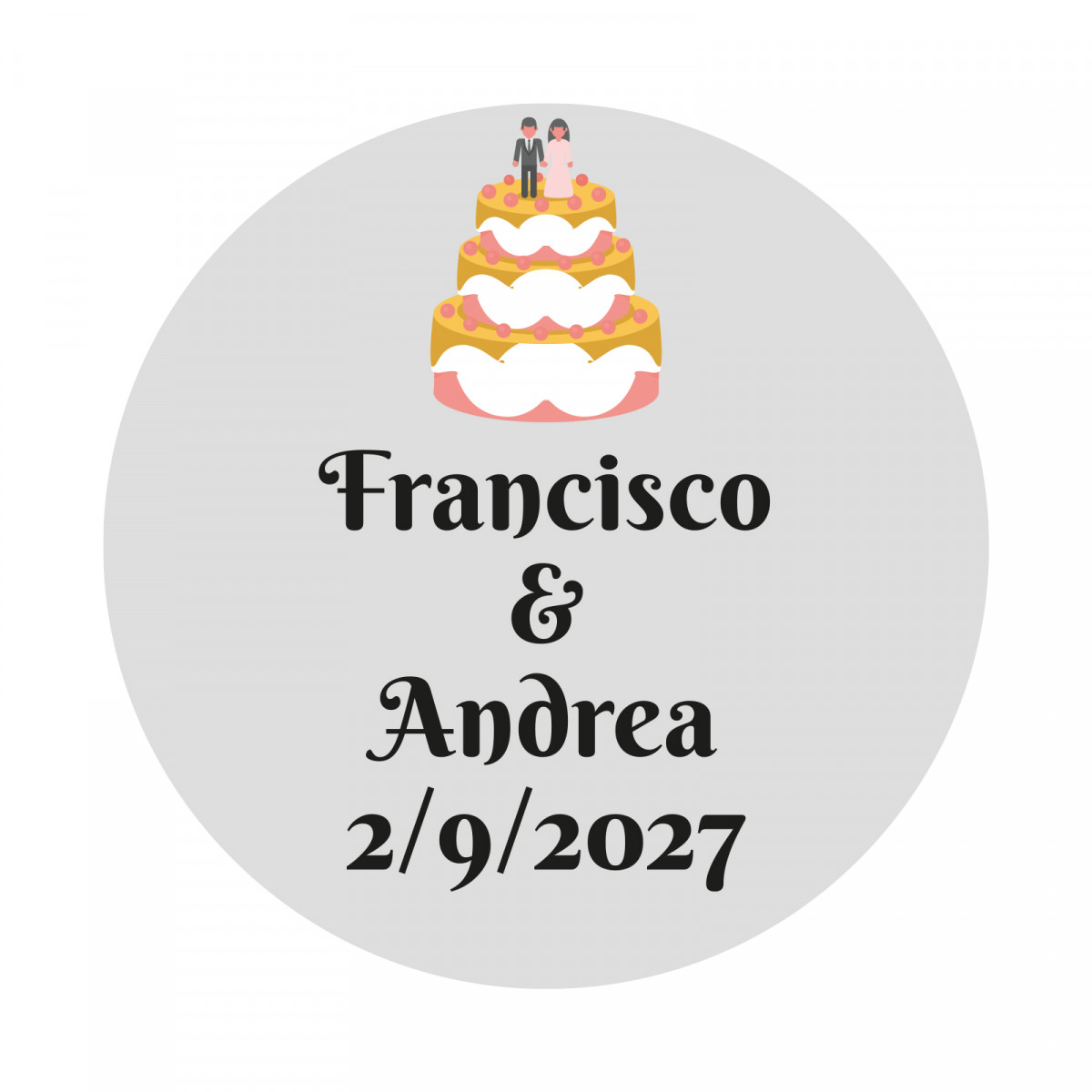 Adhesivo personalizable 2cm tarta nupcial fondo transparente para bodas