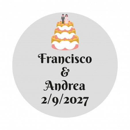 Adhesivo personalizable 2cm tarta nupcial fondo transparente para bodas