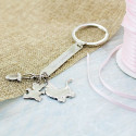 Llavero de bautizo con charms en bolsa de tela con adhesivo personalizado de bautizo con elefante