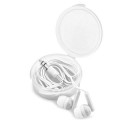 Auriculares en caja de pvc blanca con adhesivo de bautizo personalizado