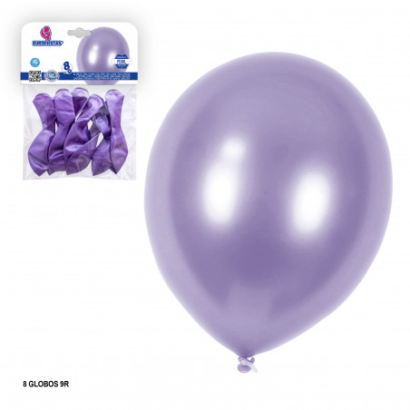 Set de Globos Lila Perlado – Paquete de 8 unidades