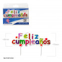 Vela feliz cumpleaños multicolor con decoraciones