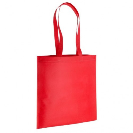 Braga polar roja en bolsa de asas largas a juego con etiqueta personalizada con adhesivo de navidad