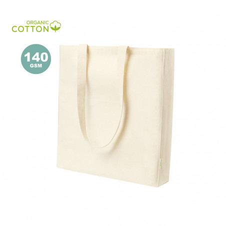 Bolsa de algodón orgánico color natural con asas largas para regalar