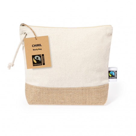 Neceser de algodón 100%  y base de yute fairtrade con cordón para llevar