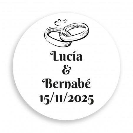 Llavero con adhesivo de boda alianzas personalizable 2 cm para detalles boda