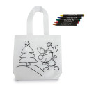 Bolsa para pintar de navidad con ceras de colores y manoplas infantiles personalizada con adhesivo de Navidad y papá Noel