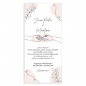 Invitación de boda tarjeta vertical con dibujos manuales de manos y elementos decorativos