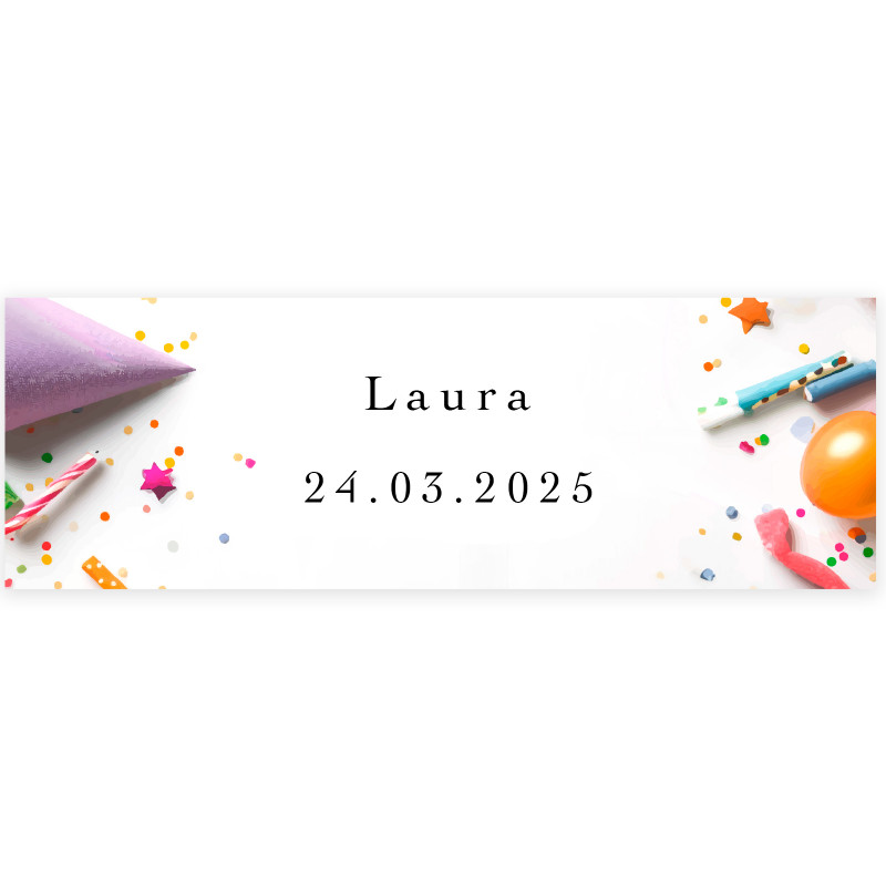 Adhesivos para detalles cumpleaños 6x2cm personalizable