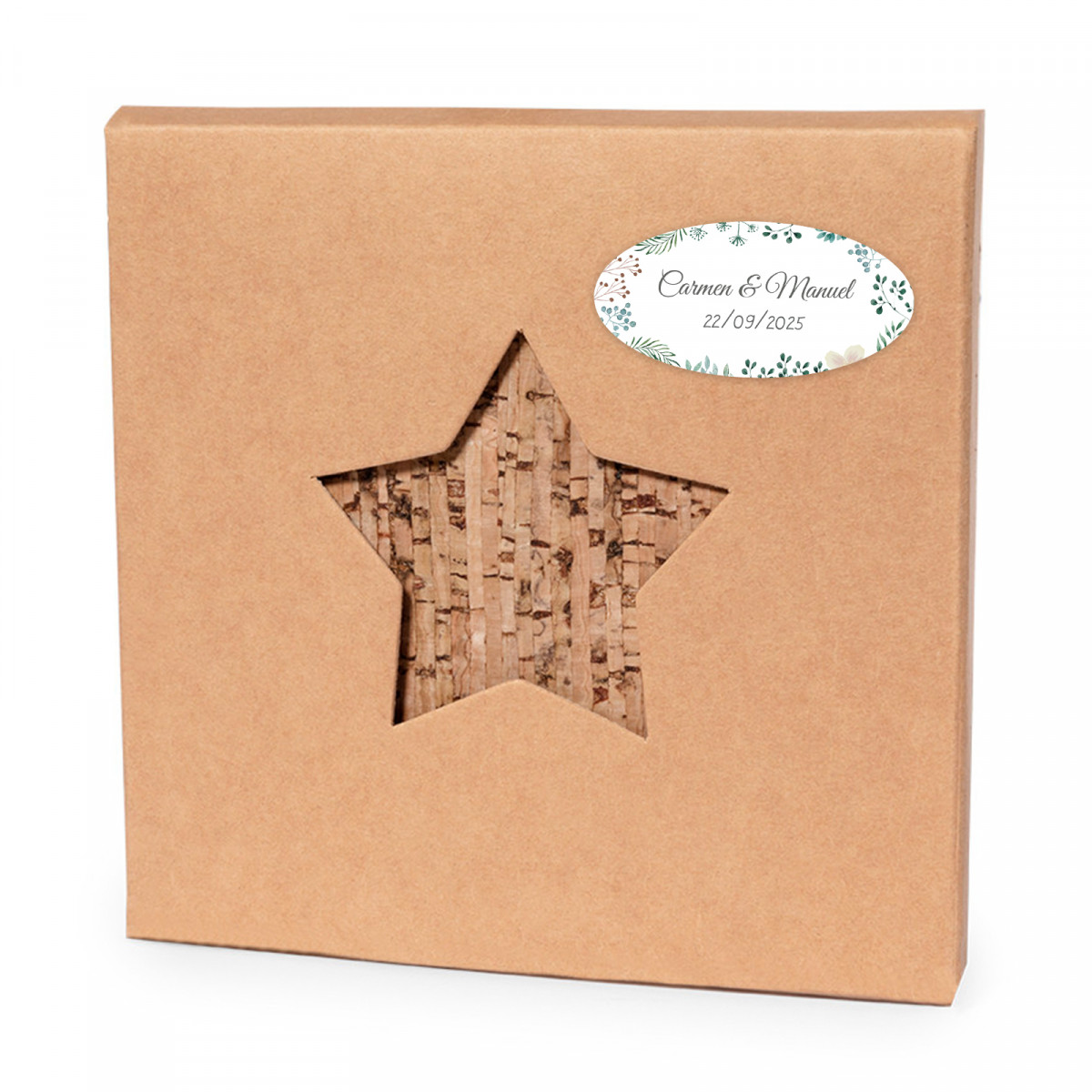 Posavasos en forma de estrella con adhesivo herbal personalizable para detalles