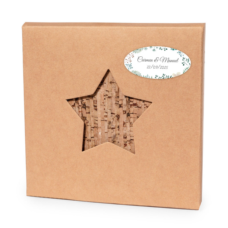 Posavasos en forma de estrella con adhesivo herbal personalizable para detalles