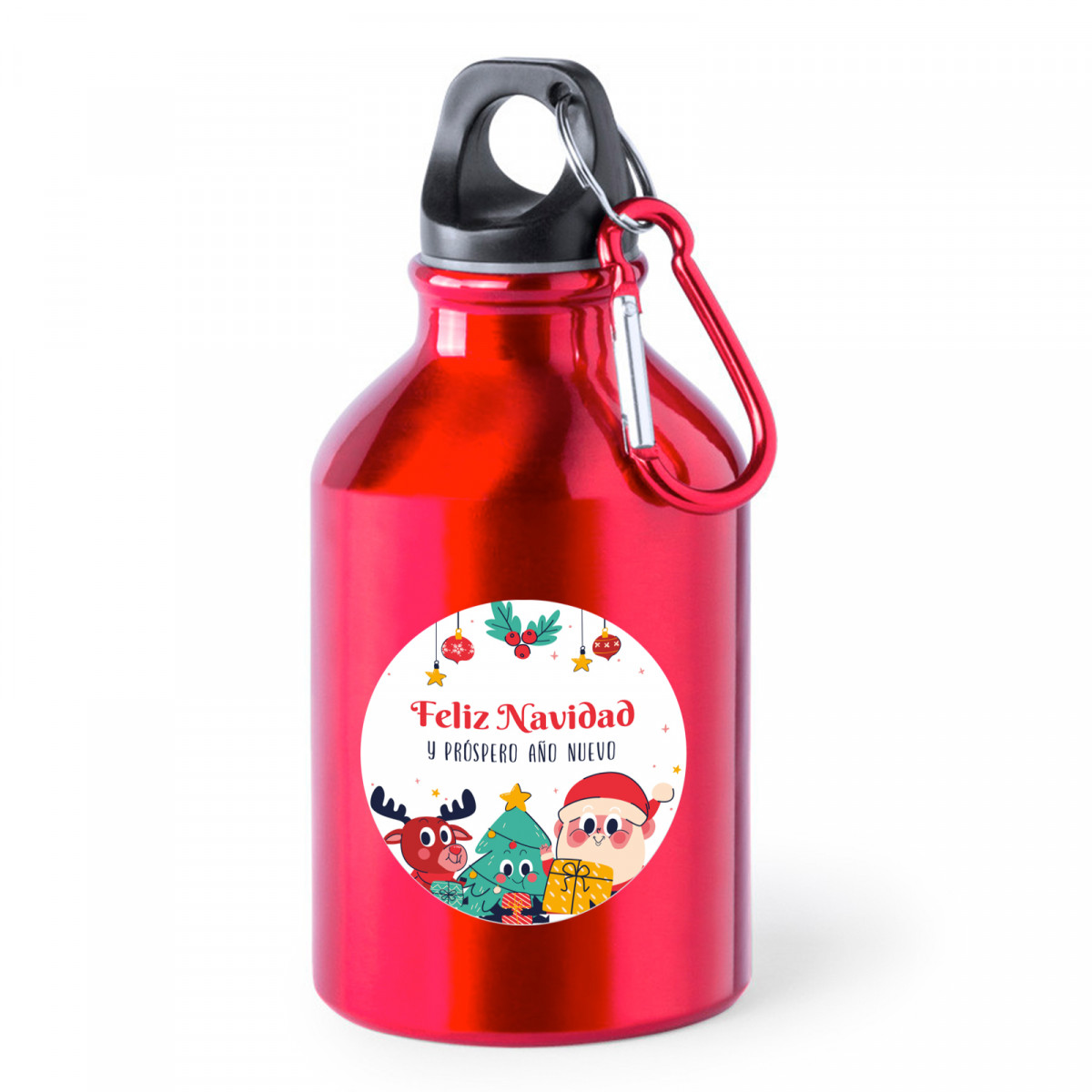 Botella con adhesivo navideño personalizable para detalles