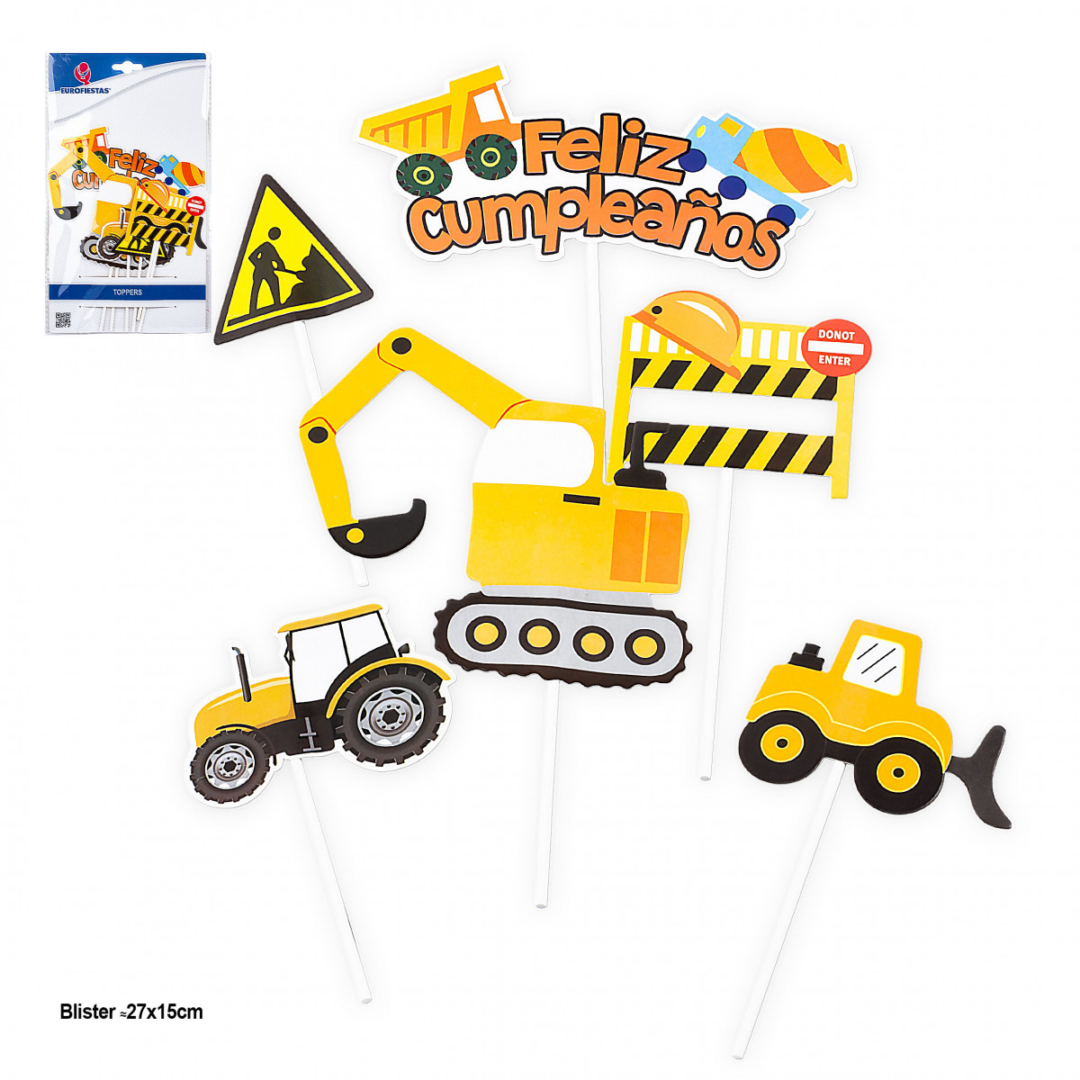 Topper para cumpleaños infantil de maquinaria de construcción