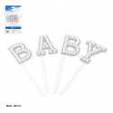 Topper de letras baby blancas