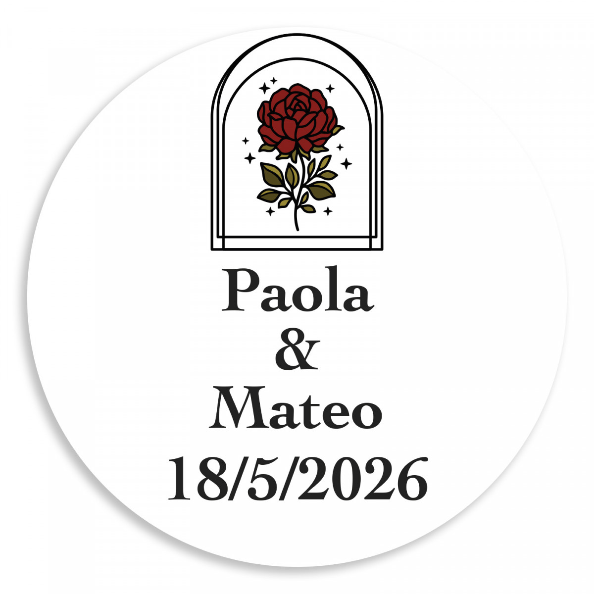 Adhesivo personalizable 3cm rosa vintage para bodas y eventos