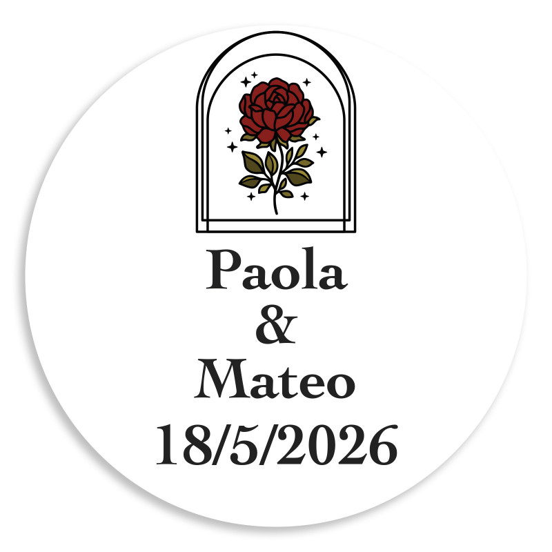 Adhesivo personalizable 3cm rosa vintage para bodas y eventos