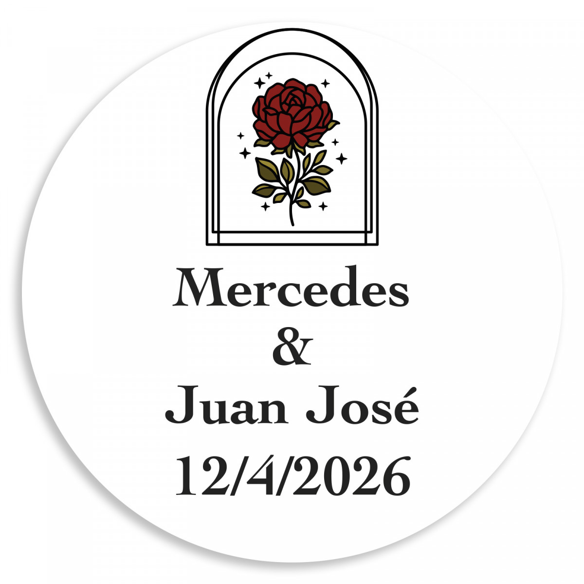 Adhesivo personalizable 5cm rosa vintage para bodas y eventos