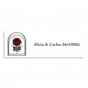 Adhesivo personalizable 6x2cm rosa vintage para bodas y eventos