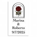 Adhesivo personalizable 3x5cm rosa vintage para bodas y eventos