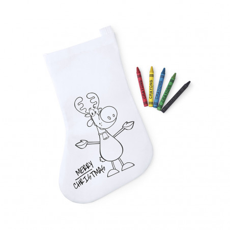 Calcetín de navidad para colorear personalizada con ceras y bolsa de caramelos detalle infantil Navidad