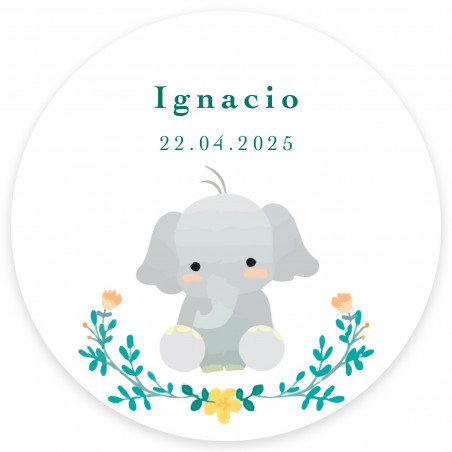 Hucha de elefante con adhesivo personalizable para detalles bautizo