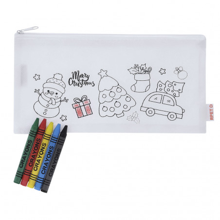 Estuche de navidad para colorear con ceras y etiqueta personalizada para Navidad