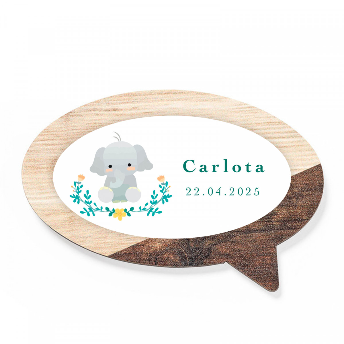 Imán de madera con adhesivo personalizado diseño elefante para detalles