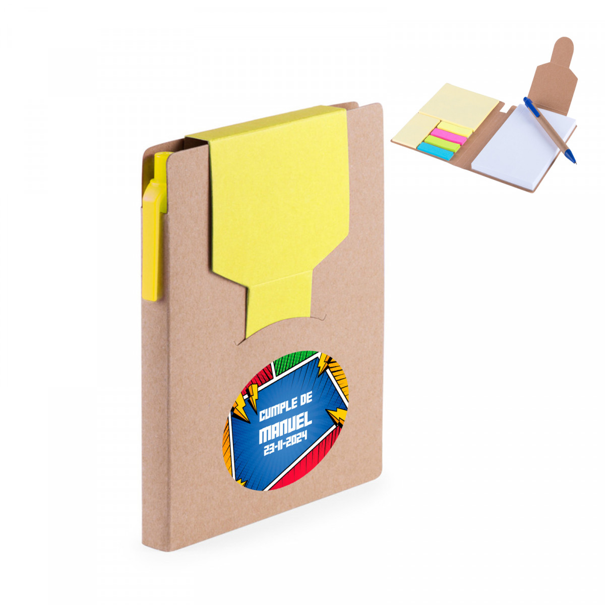 Bloc de notas con post it de colores con adhesivo personalizable