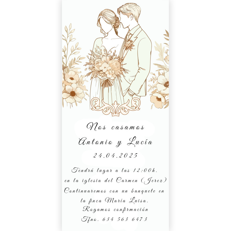 Invitación romántica diseño novios para bodas