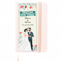 Libreta de notas con tapas rígidas y adhesivo de boda personalizable para detalles