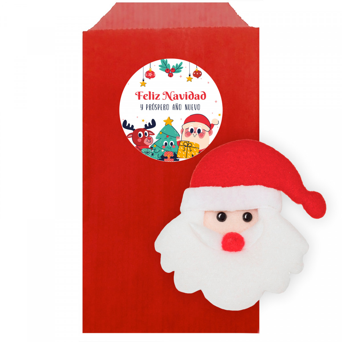 Imán santa claus en sobre rojo con adhesivo navideño personalizable para detalles