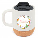 Taza termo de cerámica con adhesivo navideño personalizado para detalles