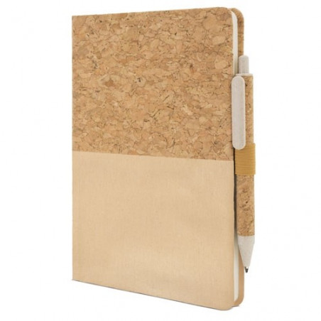 Libreta de corcho color crema personalizada con adhesivo de Boda y bolsa a juego para regalar