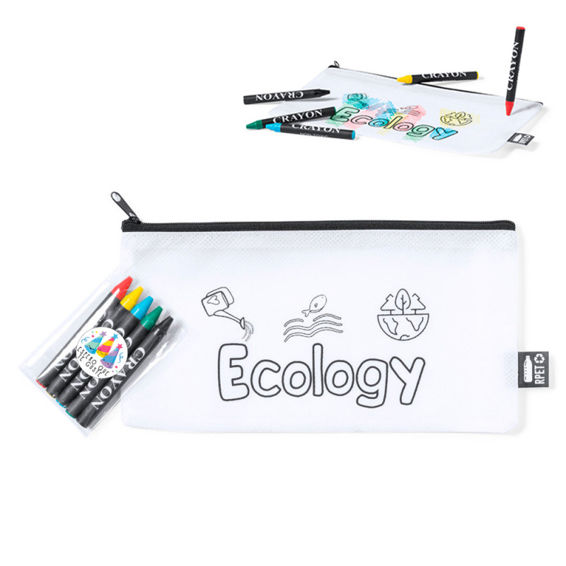 Estuche para colorear con ceras de colores y adhesivo regalo para detalles