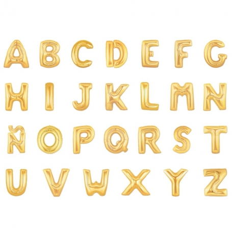 Globos de letras doradas